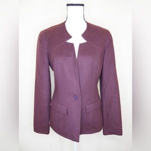 Herve Leger Burgundy Laine Wool Blazer Jacket Size 8